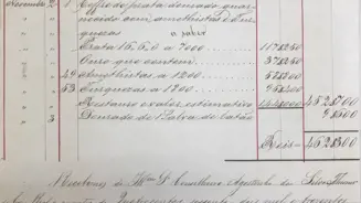 Conta relativa ao cofre em prata dourada com ametistas e turquesas, 1853